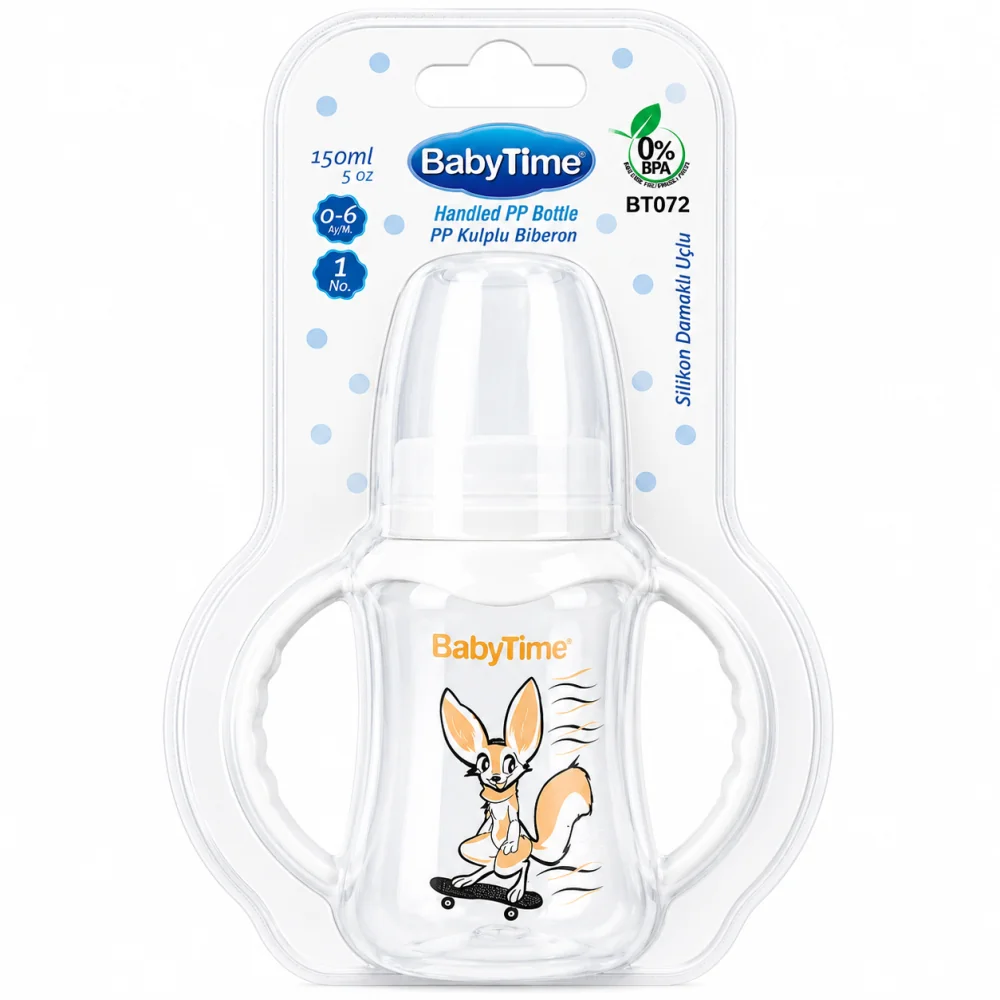 BABYTIME - BIBERON PP AVEC POIGNEES 150ML