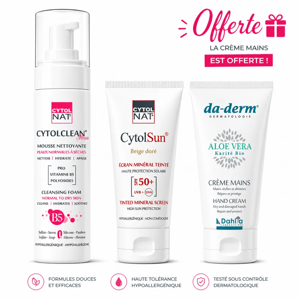 COFFRET CYTOL ECRAN SOLAIRE TEINTE BEIGE DORE + MOUSSE NETTOYANTE P...