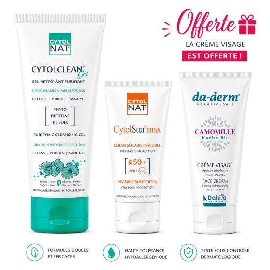 CYTOLNAT - PACK ECRAN +GEL NETTOYANT + CREME HYDRATANTE VISAGE pour...