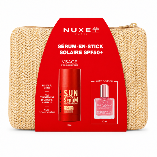NUXE - SERUM EN STICK SPF50+ + HUILE PRODIGIEUSE OR FOLARALE ET TROUSSE OFFERTES