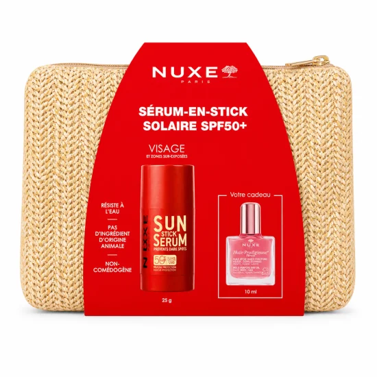 NUXE - SERUM EN STICK SPF50+ + HUILE PRODIGIEUSE OR FOLARALE ET TROUSSE OFFERTES