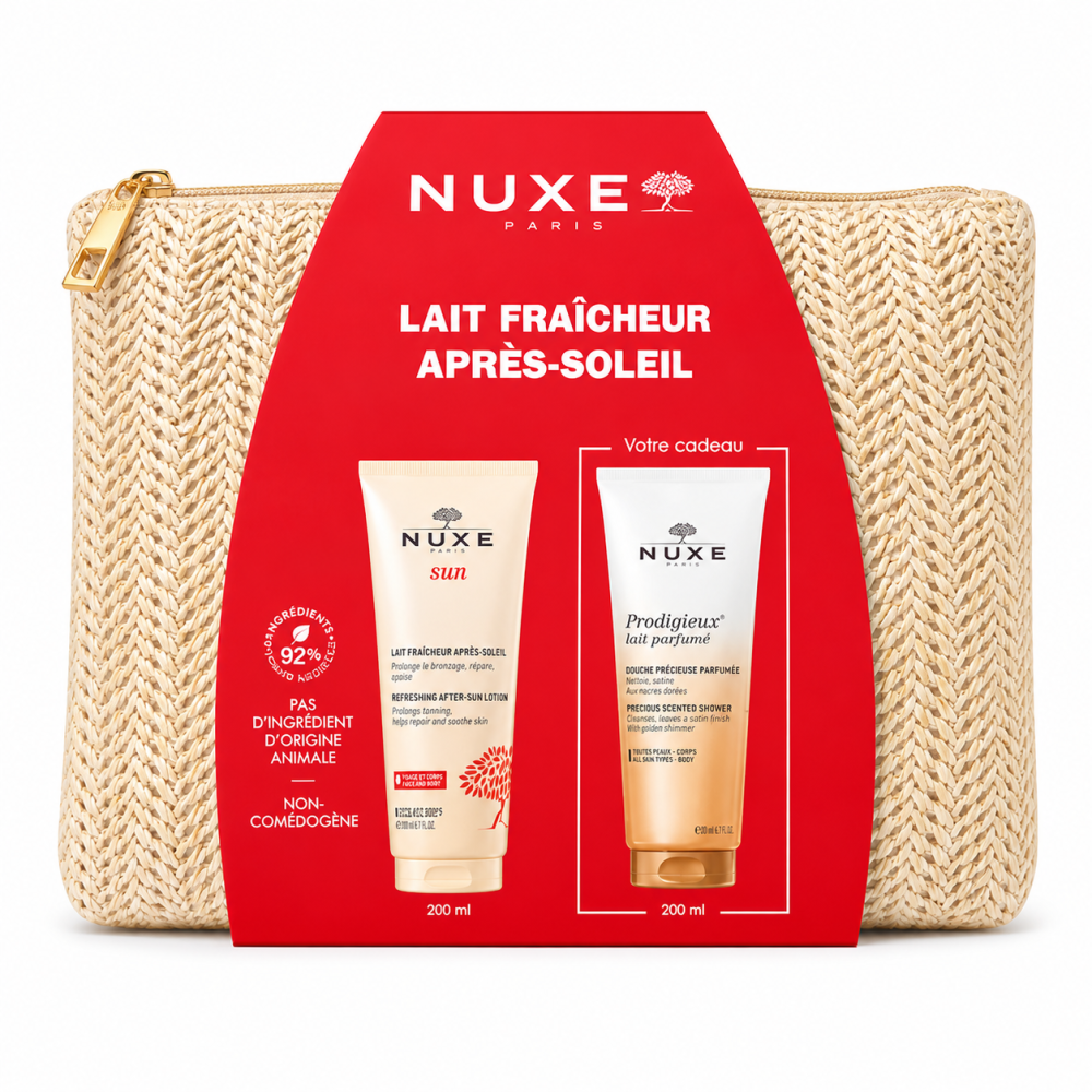 NUXE - LAIT FRAICHEUR APRES SOLEIL + HUILE DE DOUCHE 200ML ET TROUSSES OFFERTES
