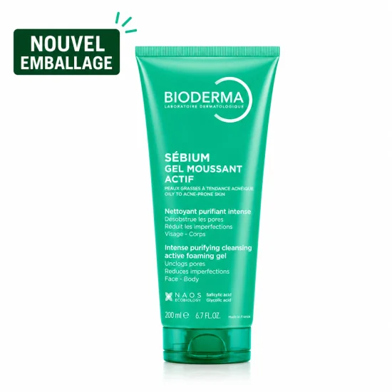 BIODERMA SEBIUM GEL MOUSSANT ACTIF ,200ML pour Beauté