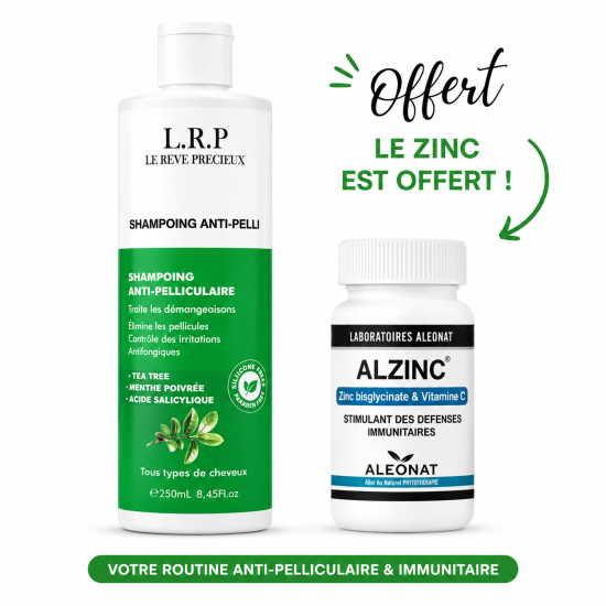 PACK ANTI PELLICULES - LRP SHAMPOING ANTI PELICULLAIRE + ALZINC 30 GELULES OFFERT