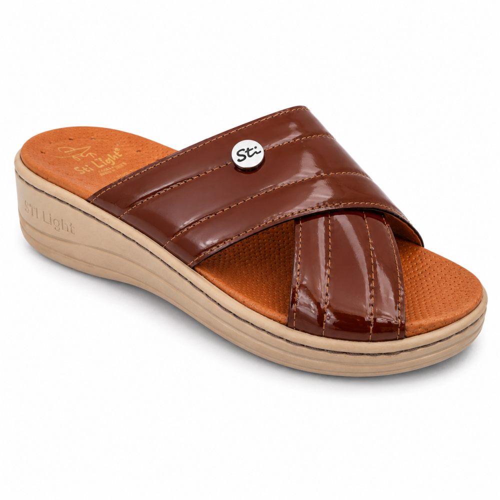 STI LIGHT - CLAQUETTES ORTHOPRDIQUES CROISEES MARRON FEMME