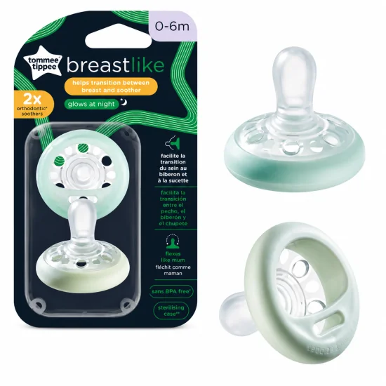 TOMMEE TIPPEE BREAST-LIKE  - LOT 2 SUCETTES NUIT 0-6MOIS