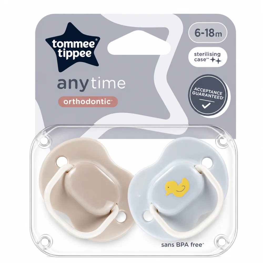 TOMMEE TIPPEE ANY TIME ORTHODONTIC - LOT DE 2 SUCETTES 6-18MOIS