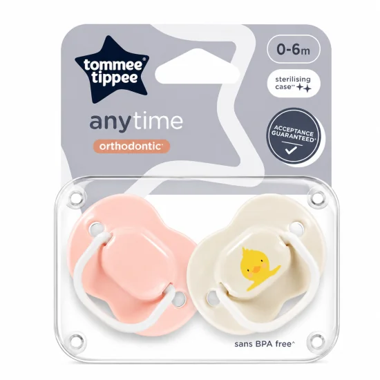 TOMMEE TIPPEE ANYTIME - LOT DE 2 SUCETTES ORTHODONTIC 0-6MOIS