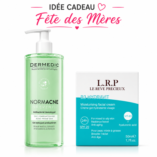 PACK - DERMEDIC NORMACNE GEL NETTOYANT 500ML + LRP CREME HYDRATANTE B3 SPF20