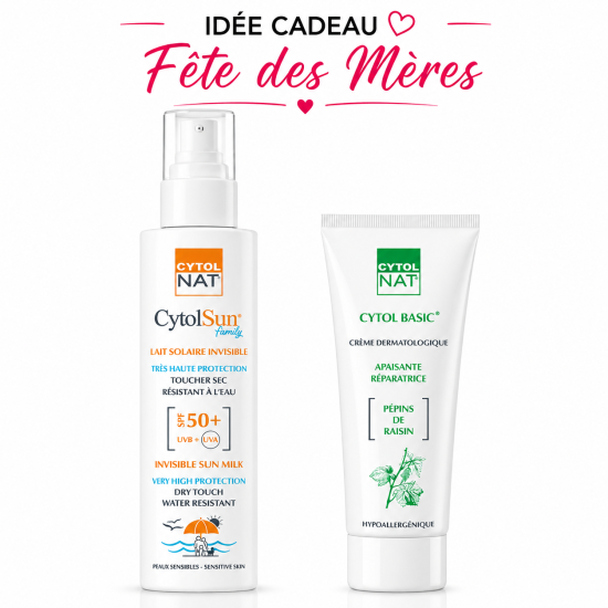 CYTOLNAT - LAIT SOLAIRE INVISIBLE SPF50+ + CYTOL BASIC CREME 100ML OFFERTE