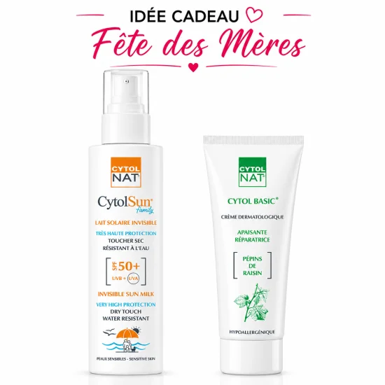 CYTOLNAT - LAIT SOLAIRE INVISIBLE SPF50+ + CYTOL BASIC CREME 100ML OFFERTE