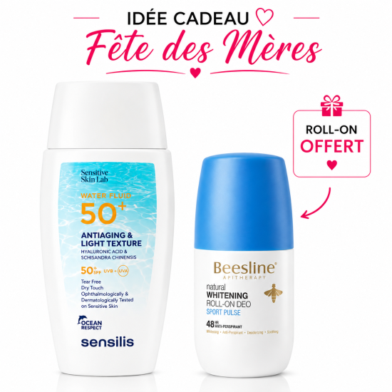 PACK - SENSILIS WATER FLUID INVISIBLE OU TEINTE SPF50+ + BEESLINE DEODORANT ROLLON OFFERT