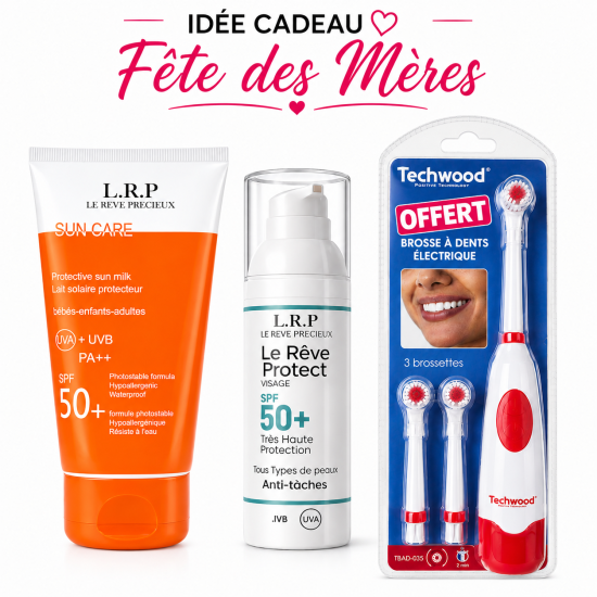 LRP - PACK: LAIT SOLAIRE MINERAL SPF50+ + ECRAN INVISIBLE ANTI TACHES SPF50++ BROSSE A DENTS ELECTRIQUE OFFERTE