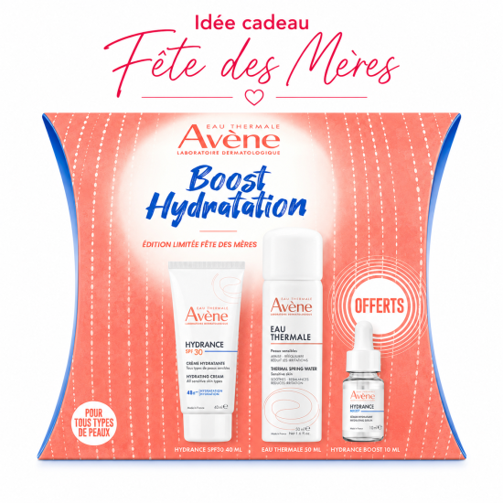 AVENE - COFFRET BOOST HYDRATATION : HYDRANCE CREME SPF30+ EAU TERMALE ET SERUM BOOST HYDRATATION 10ML OFFERTS