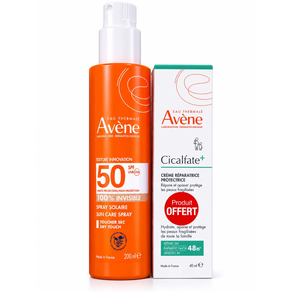 AVENE - SPRAY SOLAIRE INVISIBLE SPF50+ ADULTE 200ML + AVENE CICALFATE CRME REPARATRICE 40ML OFFERTE
