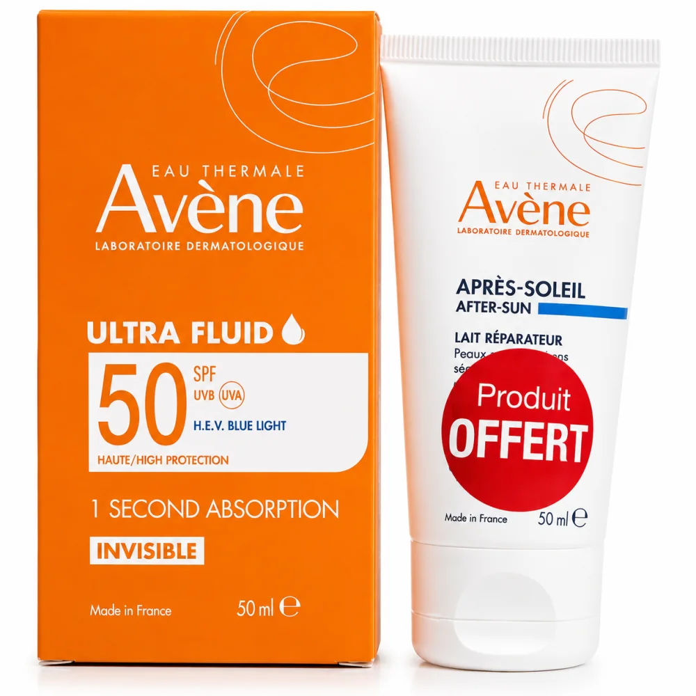 AVENE ULTRA FLUIDE INVISIBLE SPF50 50ML + LAIT APRES SOLEIL 100ML OFFERT