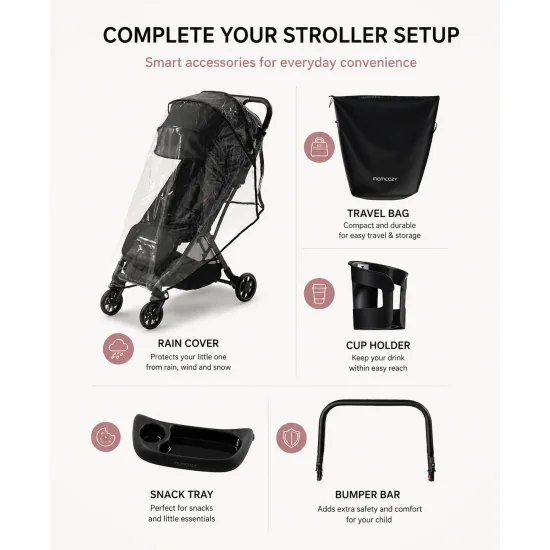 MOMCOZY CLICKGO - POUSSETTE COMPACTE ULTRA-LÉGÈRE HOMOLOGUÉE CABINE AVION