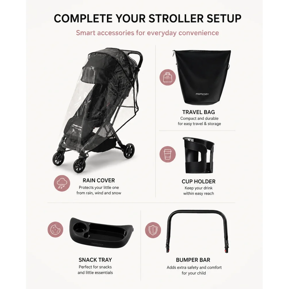 MOMCOZY CLICKGO - POUSSETTE COMPACTE ULTRA-LÉGÈRE HOMOLOGUÉE CABINE AVION