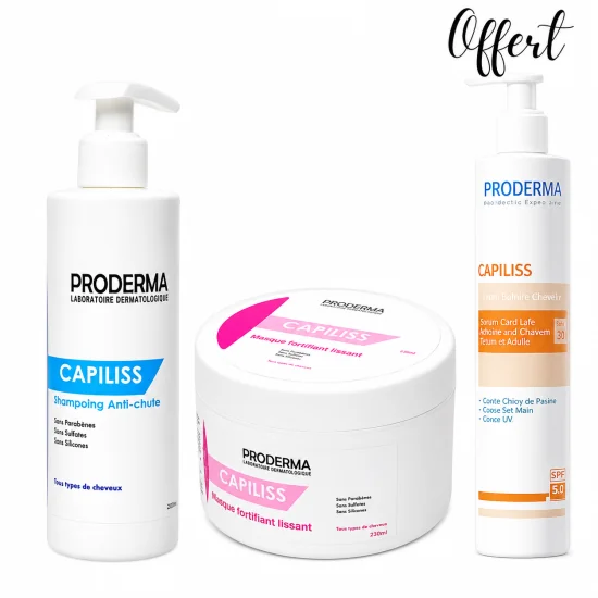 PRODERMA - SHAMPOOING ANTI CHUTE + MASQUE CAPILLAIRE + ECRAN CHEVEUX OFFERT