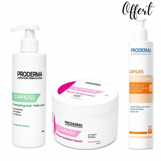 PRODERMA - SHAMPOOING ANTI PELLICULAIRE + MASQUE CAPILLAIRE + ECRAN CHEVEUX OFFERT