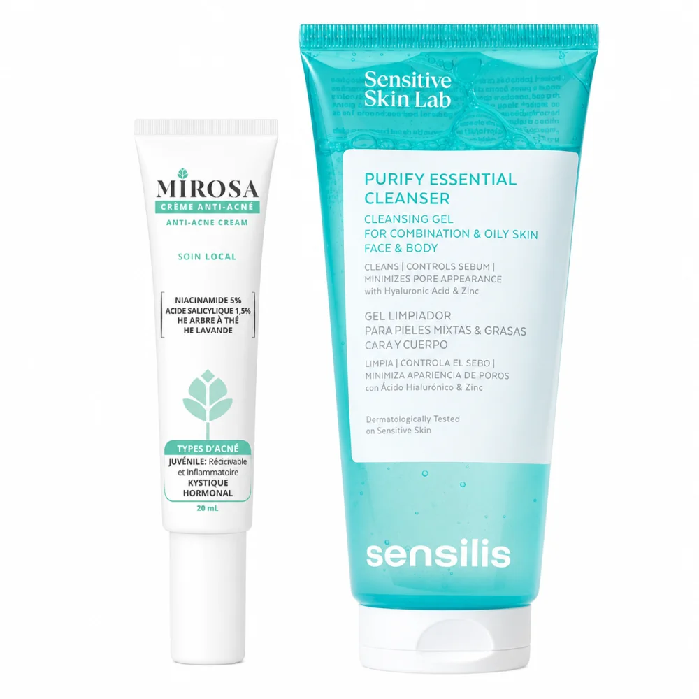 PACK - SENSILIS GEL NETTOYANT PURIFIANT + MIROSA CREME ANTI ACNES
