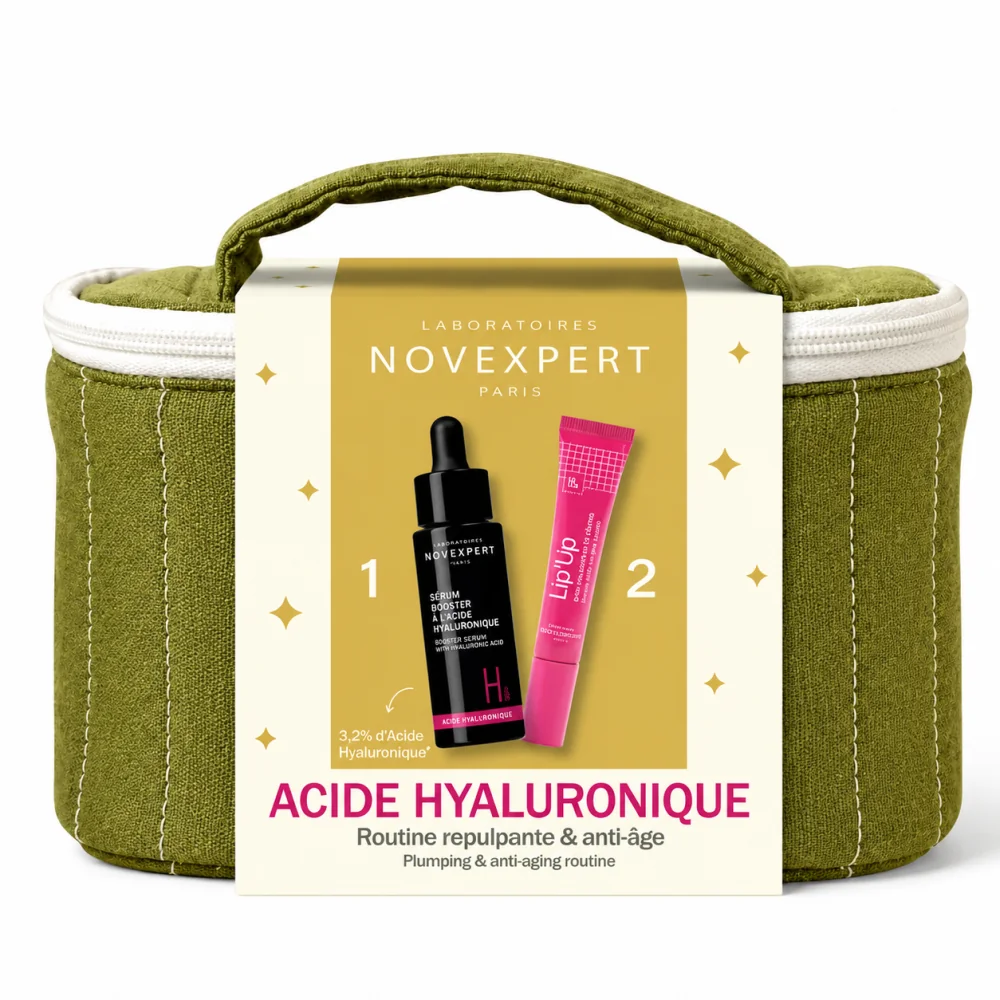 NOVEXPERT - COFFRET SERUM BOOSTER A L'ACIDE HYALURONIQUE 30ML+LIP UP SOIN LEVRES REPULPANT 8ML