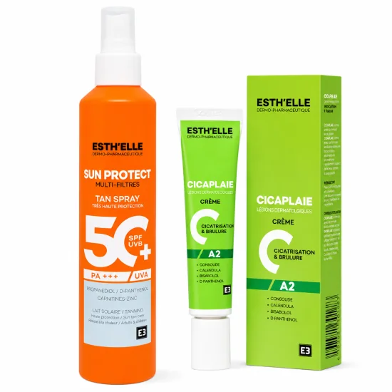 ESTHELLE - SPRAY SOLAIRE SPF50+ + CICAPLAIE CREME CICATRISANTE
