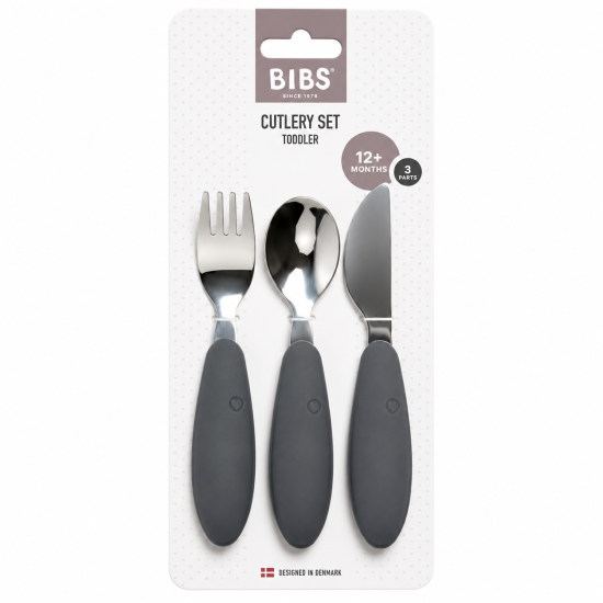 BIBS - SET DE COUVERTS ENFANT EN ACIER INOXYDABLE DARK OUAK