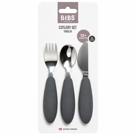 BIBS - SET DE COUVERTS ENFANT EN ACIER INOXYDABLE DARK OUAK