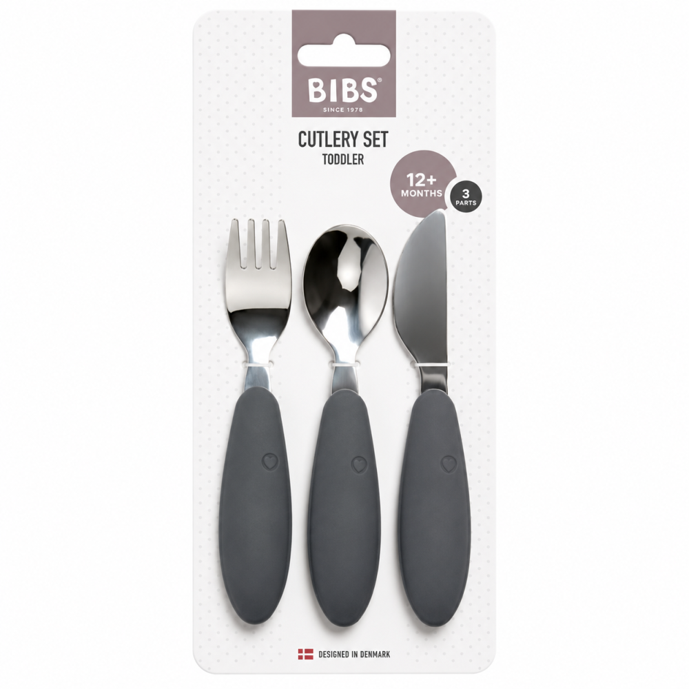 BIBS - SET DE COUVERTS ENFANT EN ACIER INOXYDABLE DARK OUAK