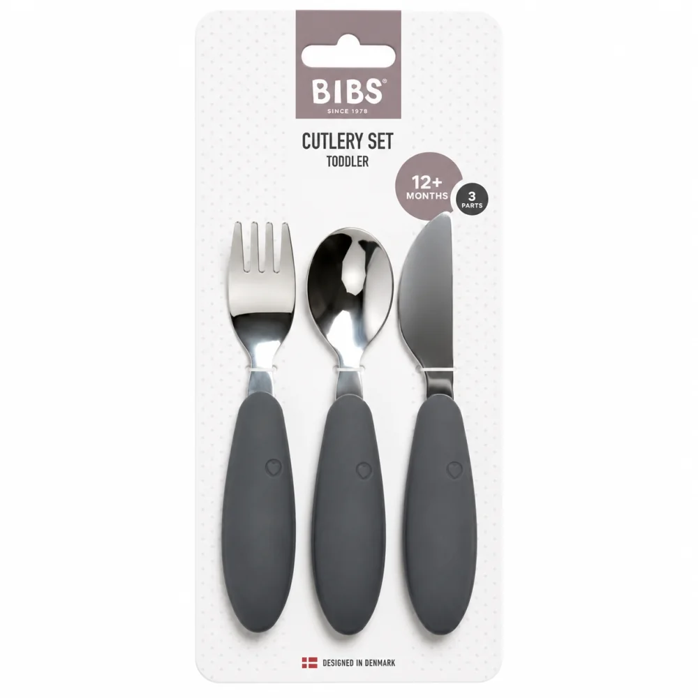 BIBS - SET DE COUVERTS ENFANT EN ACIER INOXYDABLE DARK OUAK