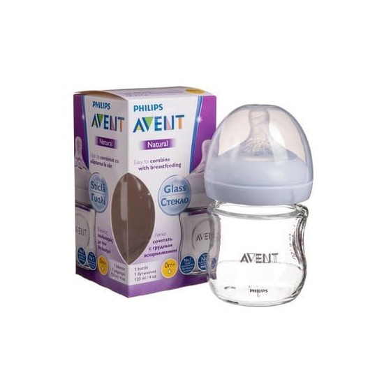 AVENT BIBERON NATUREL EN VERRE 0m+ 120 Ml pour Maman et bébé