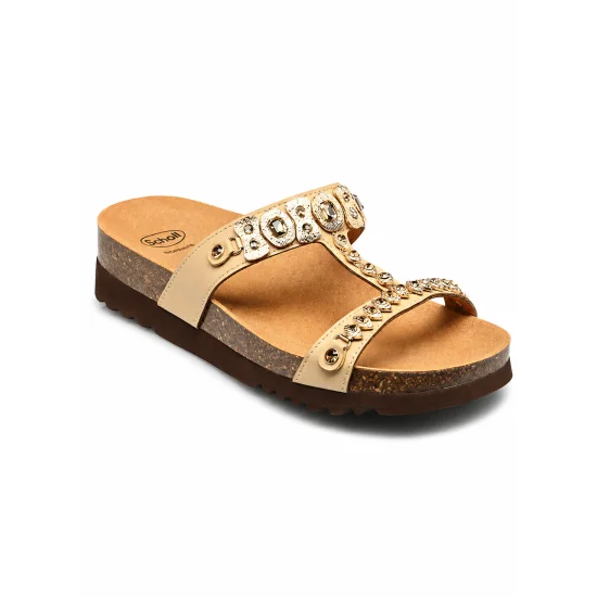 SCHOLL - CLAQUETTES ORTHOPRDIQUES KAIA T-BAR COMFORT FEMME BEIGE