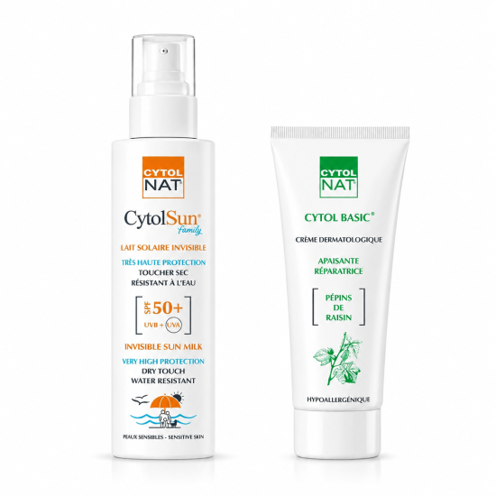 CYTOLNAT - LAIT SOLAIRE INVISIBLE SPF50+ + CYTOL BASIC CREME 100ML OFFERTE