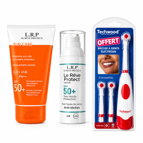 LRP - PACK: LAIT SOLAIRE MINERAL SPF50+ + ECRAN INVISIBLE ANTI TACHES SPF50++ BROSSE A DENTS ELECTRIQUE OFFERTE