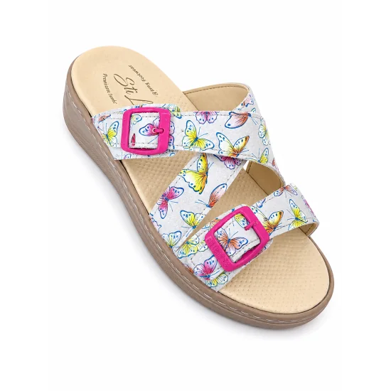 STI LIGHT - CLAQUETTES ORTHOPEDIQUES GRIS AVEC DETAILS PAPILLONS FEMME