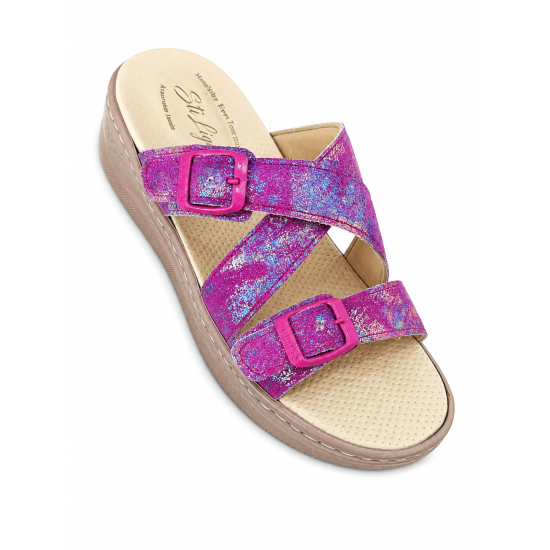 STI LIGHT - CLAQUETTES ORTHOPEDIQUES CROIEES ROSES ET VIOLETS FEMME