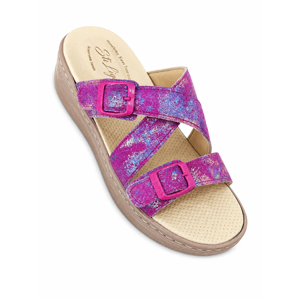 STI LIGHT - CLAQUETTES ORTHOPEDIQUES CROIEES ROSES ET VIOLETS FEMME