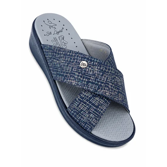 STI LIGHT - CLAQUETTES ORTHOPÉDIQUES CROISÉES BLEUES FEMME