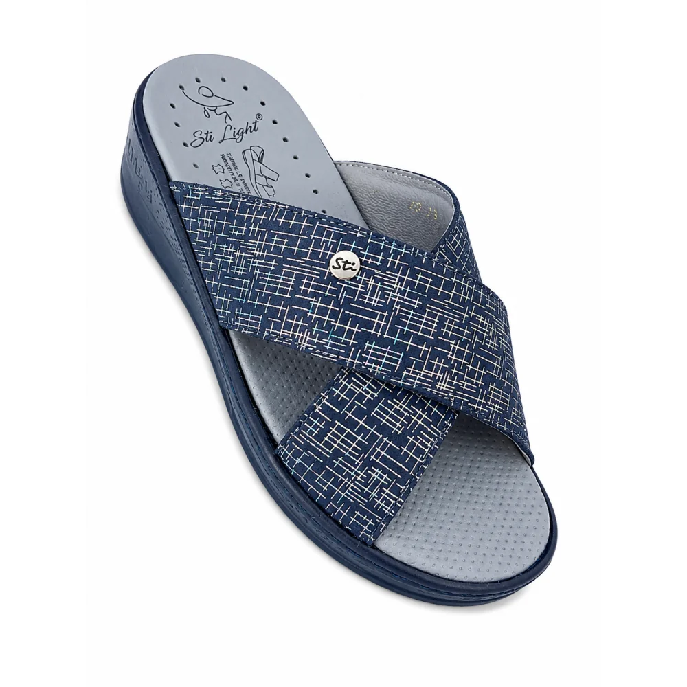 STI LIGHT - CLAQUETTES ORTHOPÉDIQUES CROISÉES BLEUES FEMME