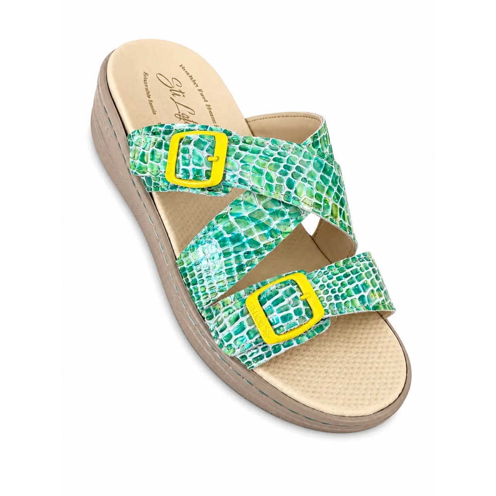 STI LIGHT - CLAQUETTES ORTHOPEDIQUES VERTS ET JAUNES FEMME
