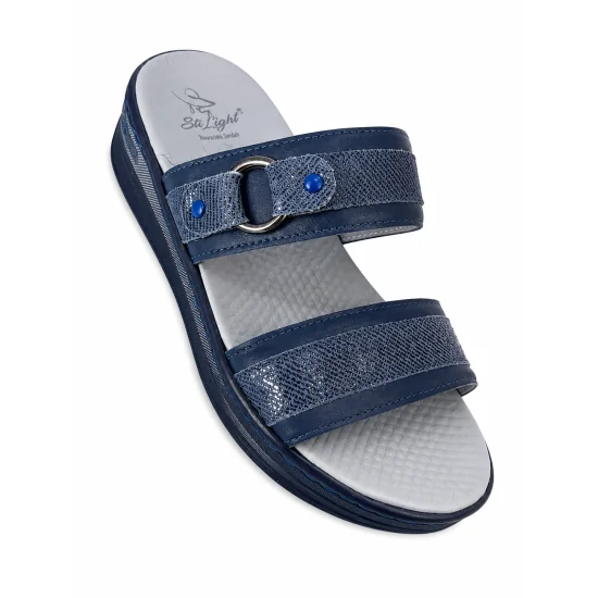 STI LIGHT - CLAQUETTES ORTHOPÉDIQUES BLEUES AVEC DETAILS BRILLANTS POUR FEMME