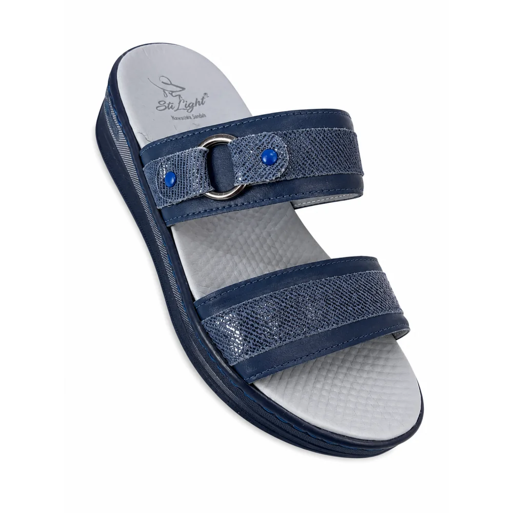STI LIGHT - CLAQUETTES ORTHOPÉDIQUES BLEUES AVEC DETAILS BRILLANTS POUR FEMME