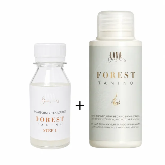 LANA BRASILES - KIT SOIN LISSANT SANS FORMOL "FOREST TANINO" 100ML + POUDRE DE SHAMPOOING 200G
