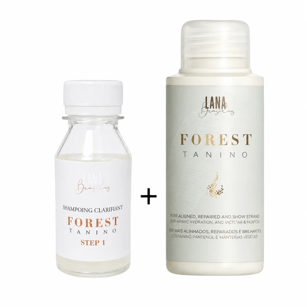 LANA BRASILES - KIT SOIN LISSANT SANS FORMOL "FOREST TANINO" 100ML + POUDRE DE SHAMPOOING 200G