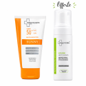 INNOVADERM - PACK : LAIT SOLAIRE SPF50+ + MOUSSE NETTOYANT PEAUS SECHES OU PEAUX GRASSES OFFERTE