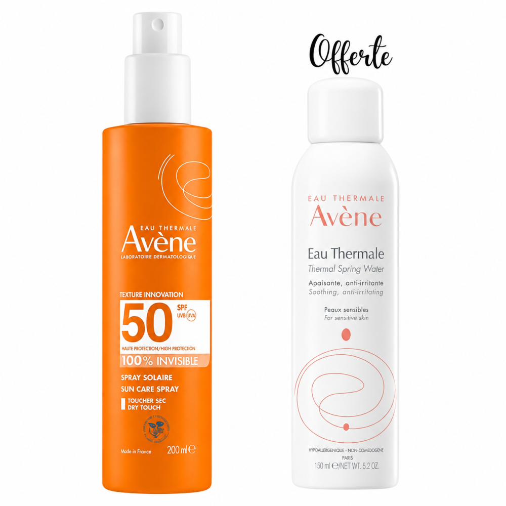 AVENE - PACK : LAIT SOLAIRE SPF50+ ADULTE OU ENFANT + EAU THERMALE 150ML OFFERTE