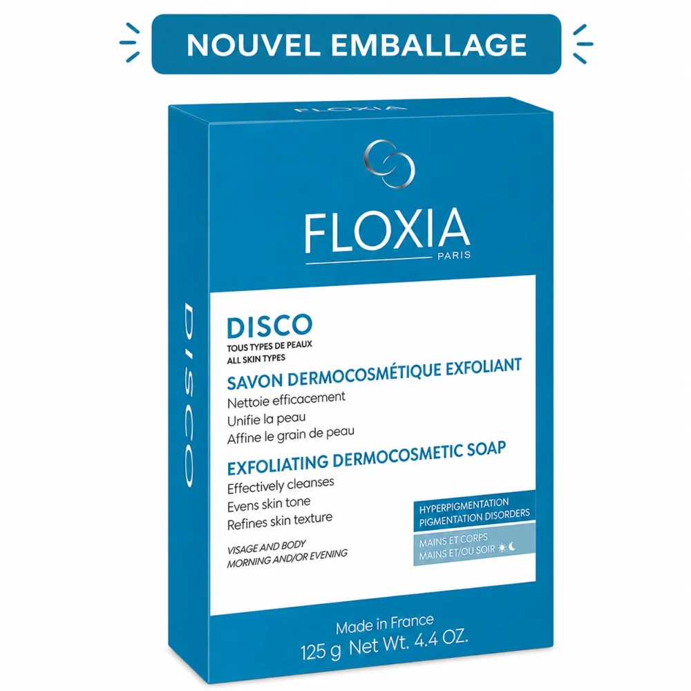 FLOXIA Savon Dermocosmétique Exfoliant ECLAIRCISSANT 125 G pour Beauté