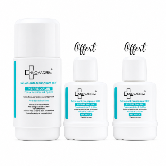 INNOVADERM - PACK : INNOVADERM ROLLON ANTI TRANSPIRANT + 2 RECHARGES OFFERTES