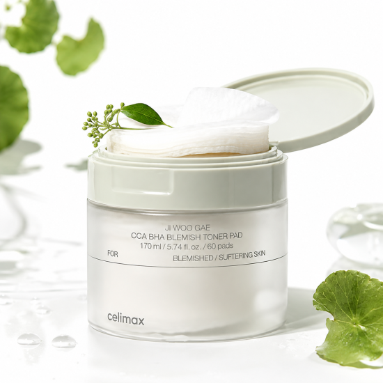 CELIMAX JI WOO GAE - DISQUES TONIQUES EXFOLIANTS CICA BHA ANTI-IMPERFECTIONS 60 DISQUES